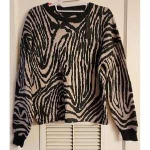 Tahari zebra metallic pullover sweater NWT